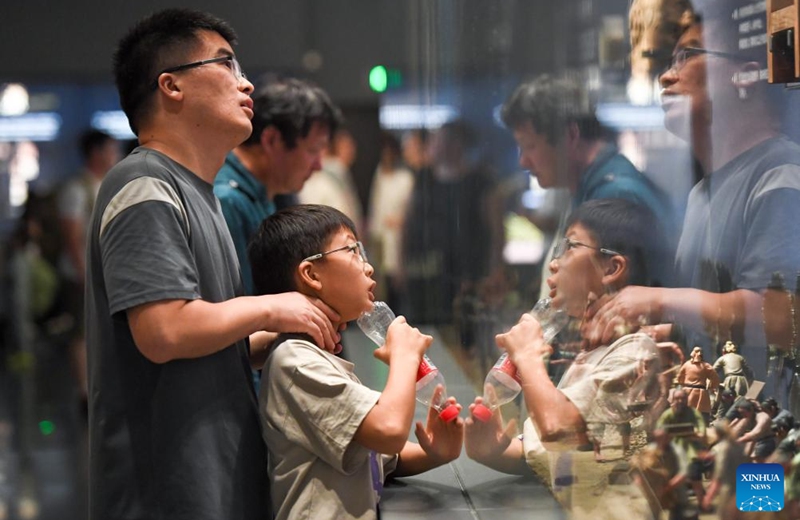 Tourists visit the city wall museum of Nanjing in Nanjing, capital of east China's Jiangsu Province, Oct. 5, 2025. Tourist destinations across China are witnessing a surge in visitors as the country's eight-day National Day and Mid-Autumn Festival holiday began on Wednesday. Photo: Xinhua