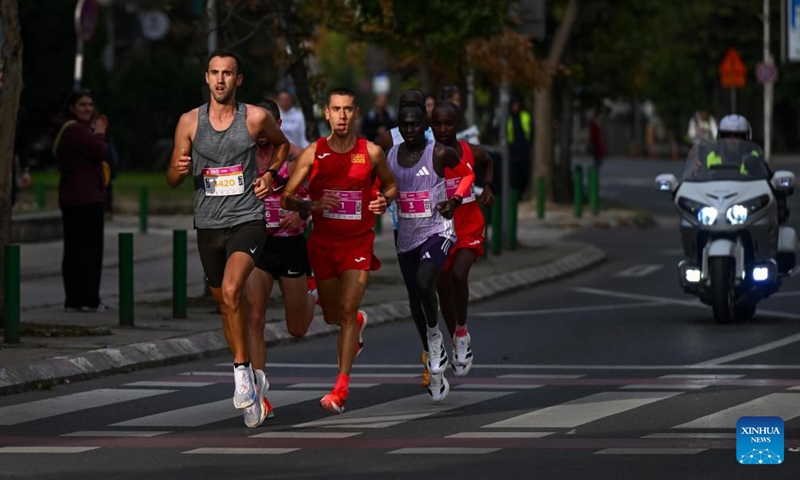 Participants compete during Skopje Marathon in Skopje, North Macedonia, Oct. 5, 2025. Photo: Xinhua