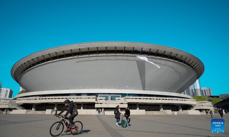 This photo taken on Oct. 4, 2025 shows the Spodek arena, a landmark in Katowice, Poland. Katowice, the capital of Poland's Silesian region, once known for its heavy industry, is now revitalizing itself through modern architecture and creative industries. (Photo by Jaap Arriens/Xinhua)