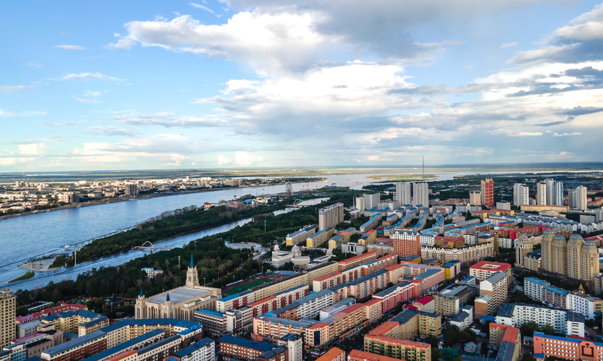 The aerial view of Heihe, Northeast China's Heilongjiang Province Photo: VCG