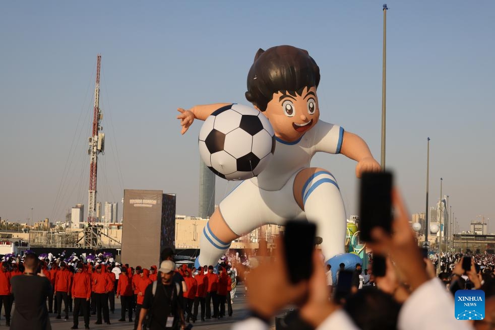 People watch a parade during the opening ceremony of the Riyadh Season 2025, in Riyadh, Saudi Arabia, Oct. 10, 2025. The sixth edition of Riyadh Season officially kicked off in the Saudi capital with an opening parade on Friday. Thousands of visitors gathered early to witness the launch. (Photo: Xinhua)