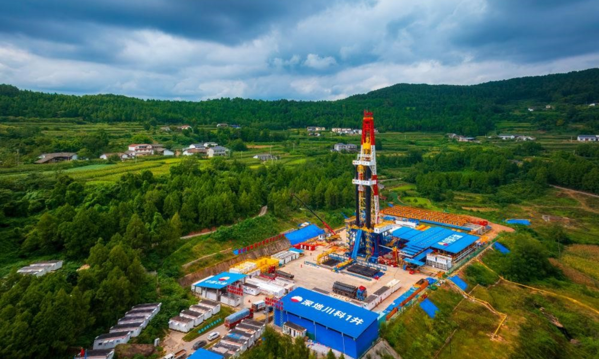 China National Petroleum Corporation CNPC's Shendi Chuanke 1 oil well, located in Jiange County, Southwest China's Sichuan Province. Photo: CMG