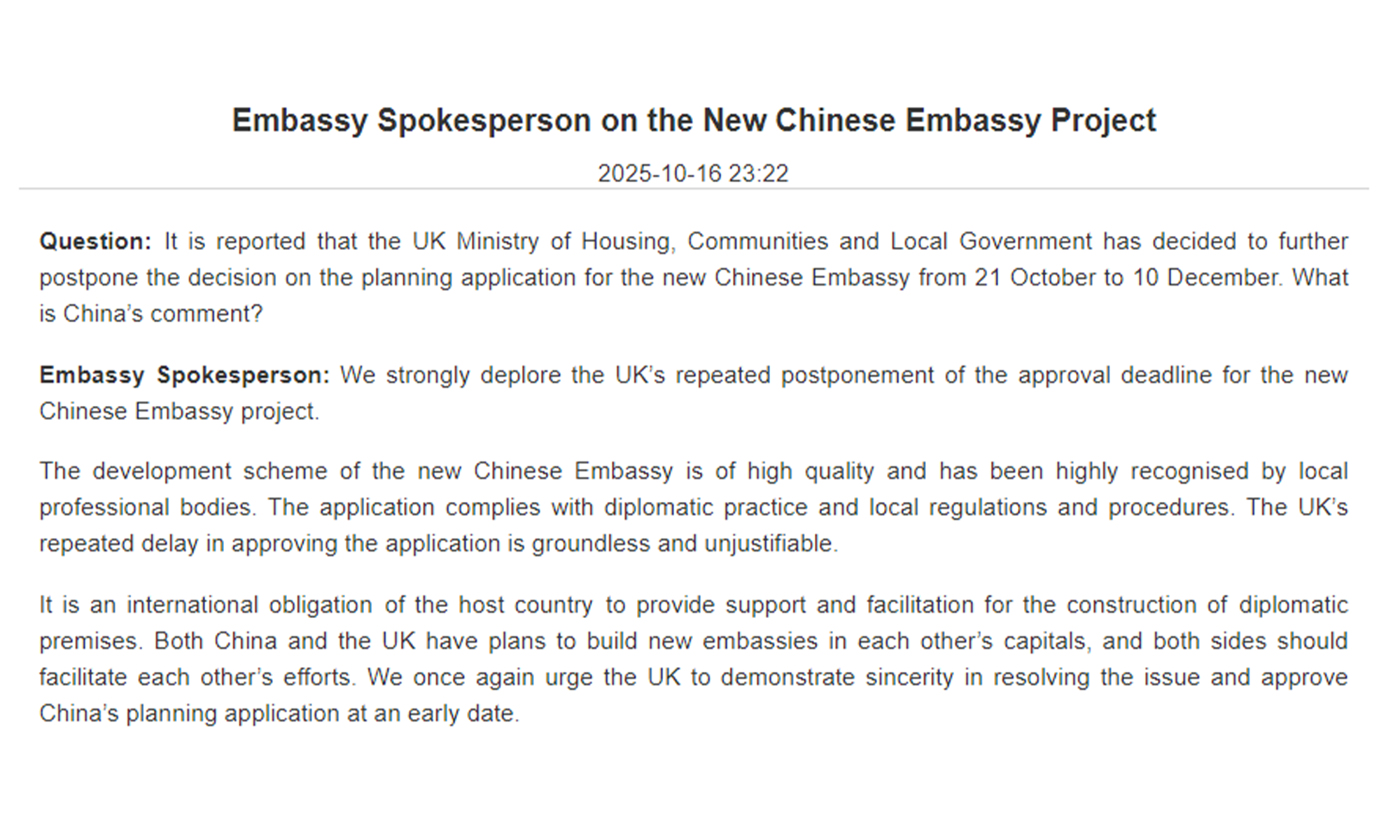 Photo: Screenshot from the Chinese Embassy in the UK