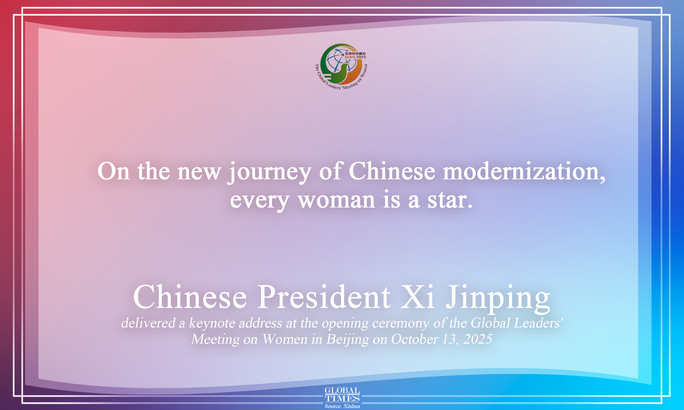 Highlights of Xi's keynote address at the opening ceremony of the Global Leaders' Meeting on Women. Graphic: GT