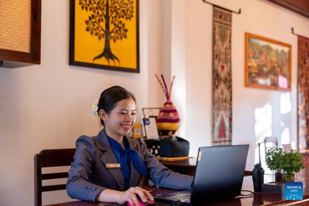 A woman works at a hotel in Luang Prabang, Laos, Oct. 10, 2025. According to the World Bank statistics, the female population in Laos accounted for 49.8 percent of the country's total population in 2024. (Photo: Xinhua)
