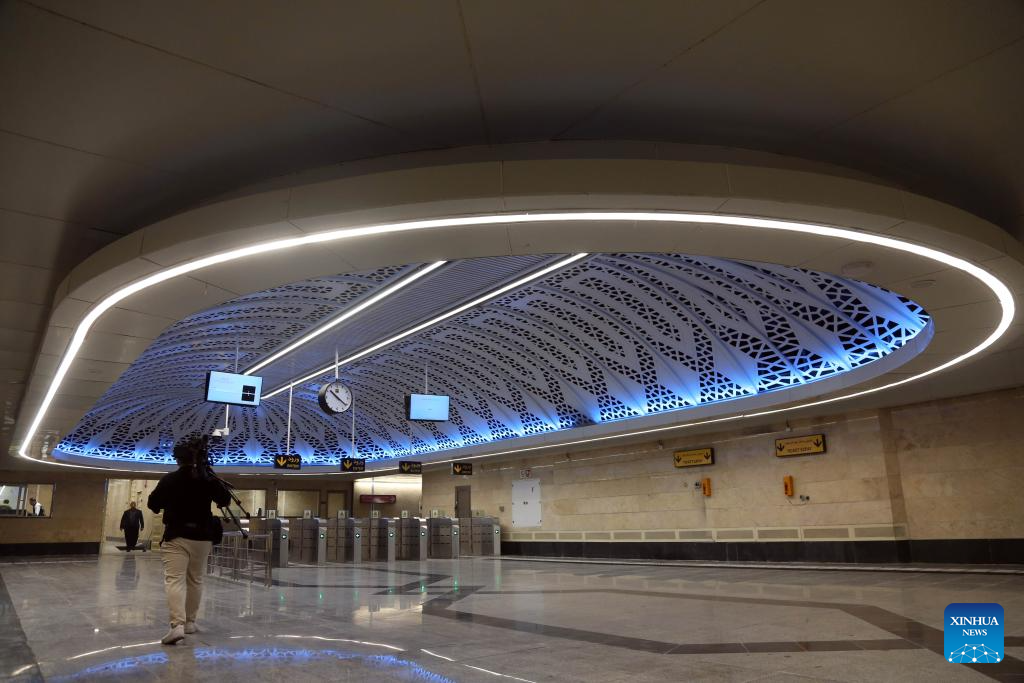This photo shows an interior view of the newly-opened Maryam Moghaddas station of Tehran Metro Line 6 in Tehran, Iran, Oct. 18, 2025. (Xinhua/Shadati)