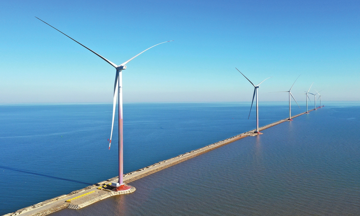 A glimpse of China's first breakwater wind power project, generating electricity in North China's Tianjin as of January 2025 Photo: VCG