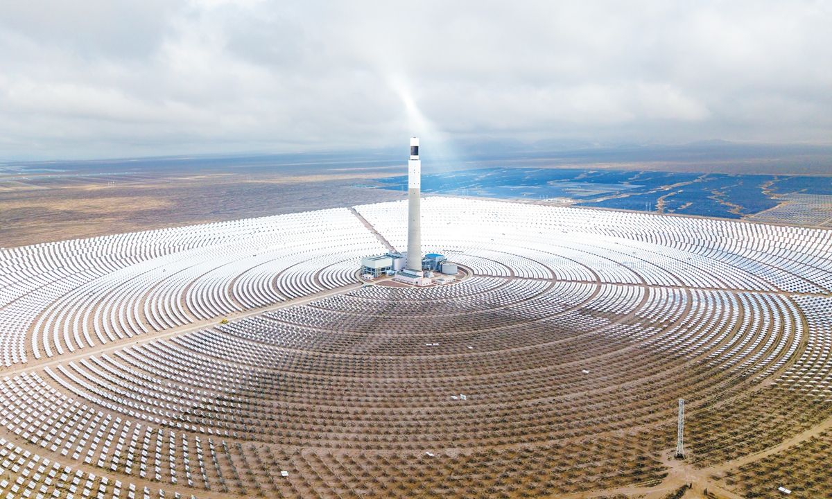 A view of a solar thermal power project in Delingha City, Northwest China's Qinghai Province, on June 9, 2025 
Photo: VCG