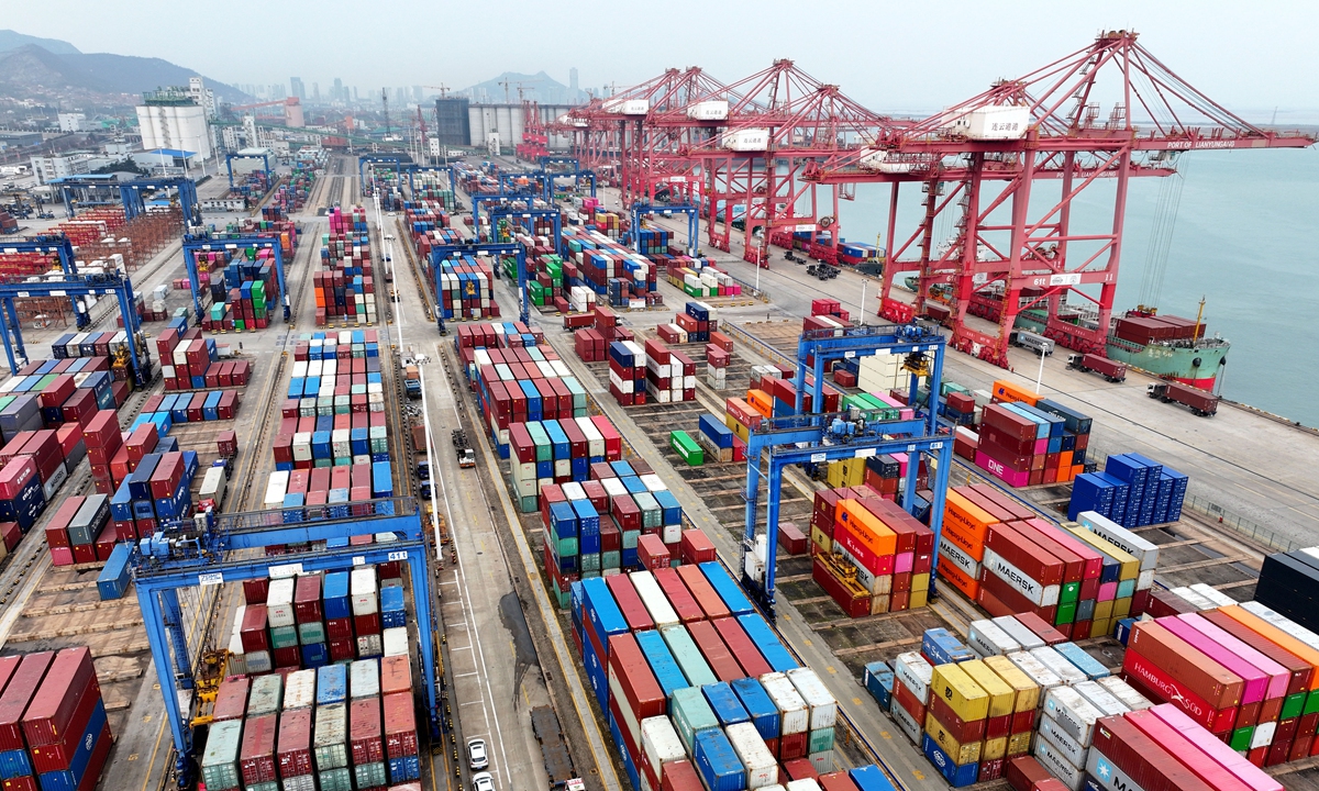 Containers at the Lianyungang Port in Lianyungang City, East China's Jiangsu Province. Photo: VCG