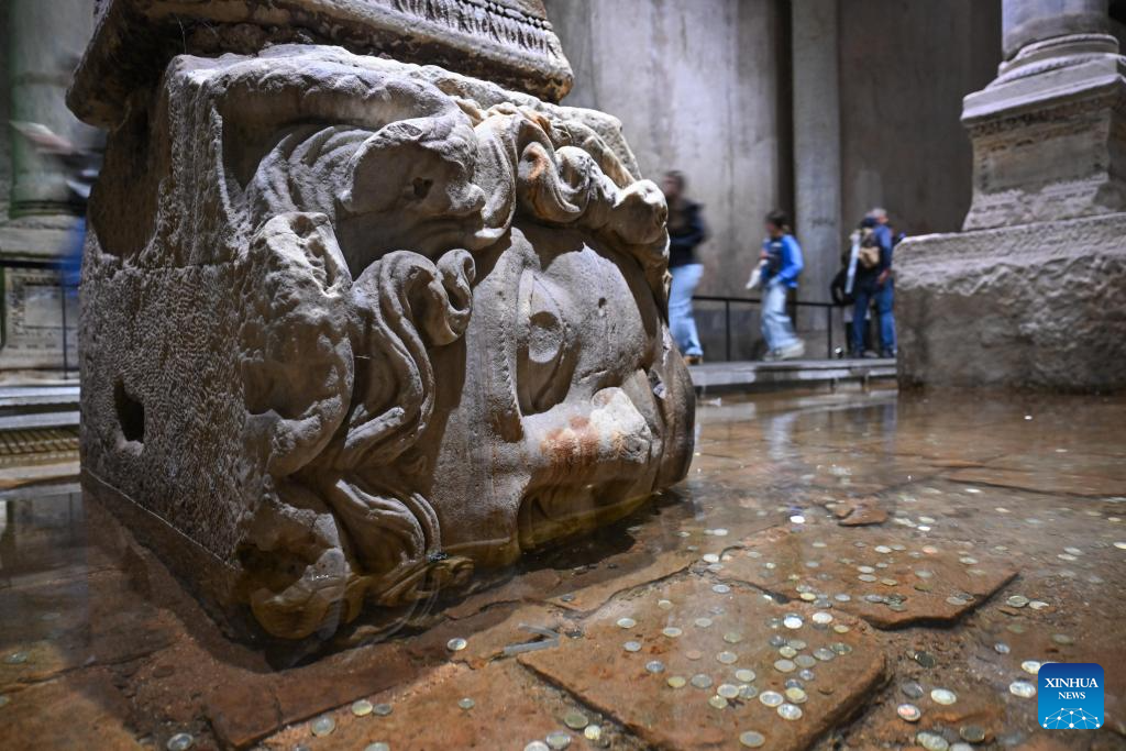 Photo taken on Oct. 28, 2025 shows a view of the Basilica Cistern in Istanbul, Türkiye. (Xinhua/Liu Lei)