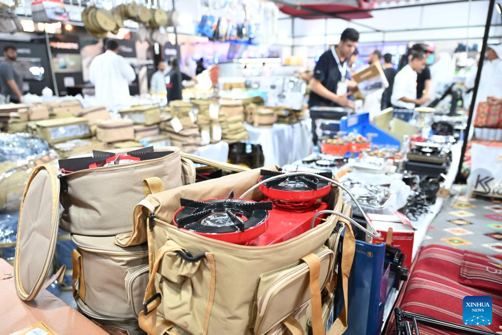 People visit the Kuwait 2025 International Outdoor Sports and Activities Expo in Hawalli Governorate, Kuwait, Oct. 28, 2025. The 5th edition of the Kuwait 2025 International Outdoor Sports and Activities Expo kicked off here on Tuesday, the 5-day annual event features over 100 participating enterprises. (Photo by Asad/Xinhua)