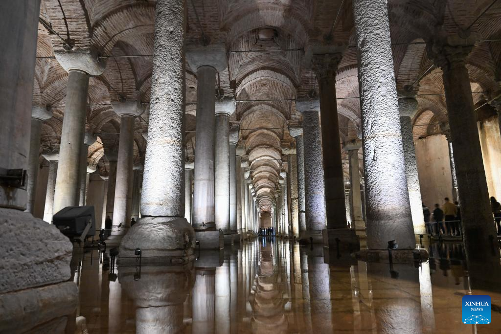 Photo taken on Oct. 28, 2025 shows a view of the Basilica Cistern in Istanbul, Türkiye. (Xinhua/Liu Lei)