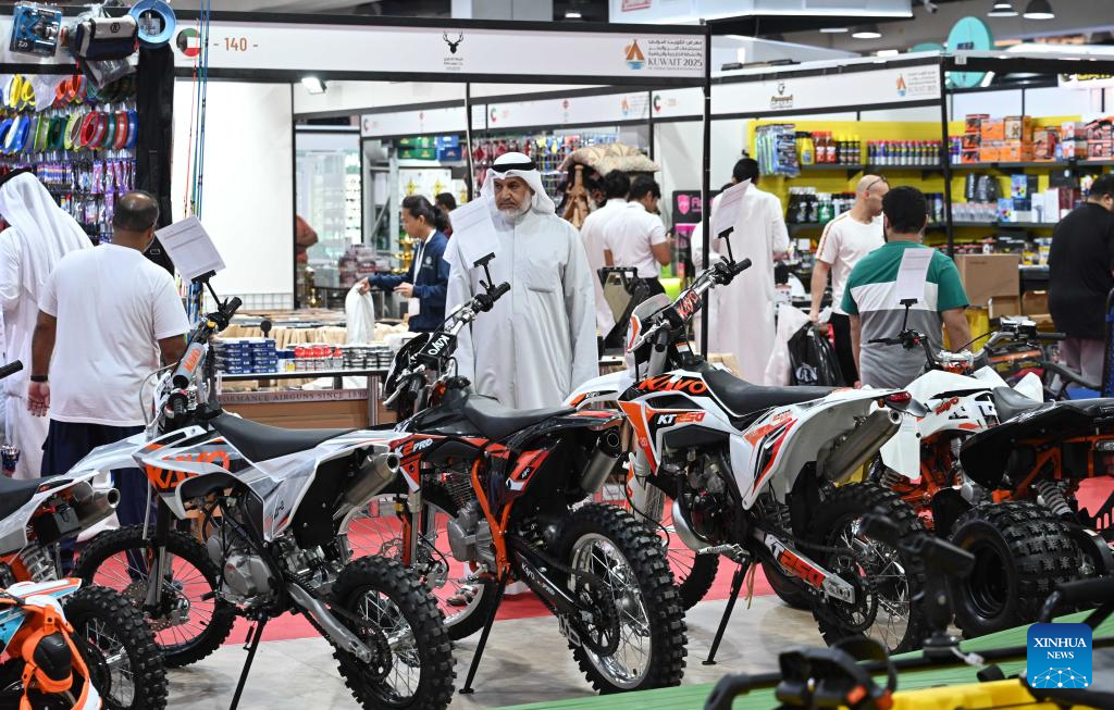 People visit the Kuwait 2025 International Outdoor Sports and Activities Expo in Hawalli Governorate, Kuwait, Oct. 28, 2025. The 5th edition of the Kuwait 2025 International Outdoor Sports and Activities Expo kicked off here on Tuesday, the 5-day annual event features over 100 participating enterprises. (Photo by Asad/Xinhua)