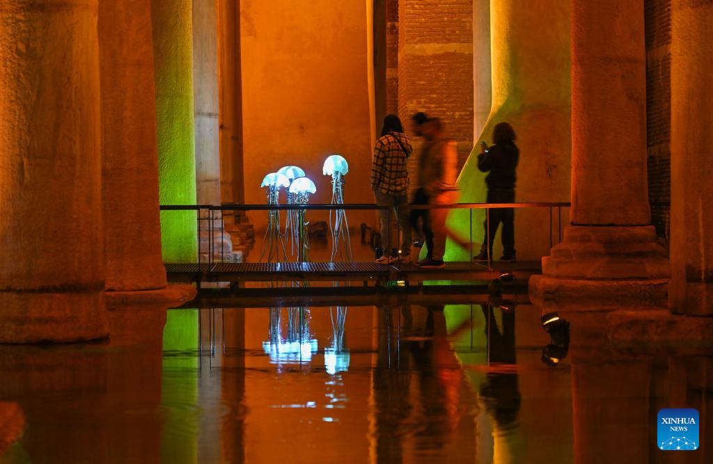 People visit the Basilica Cistern in Istanbul, Türkiye, Oct. 28, 2025. (Xinhua/Liu Lei)