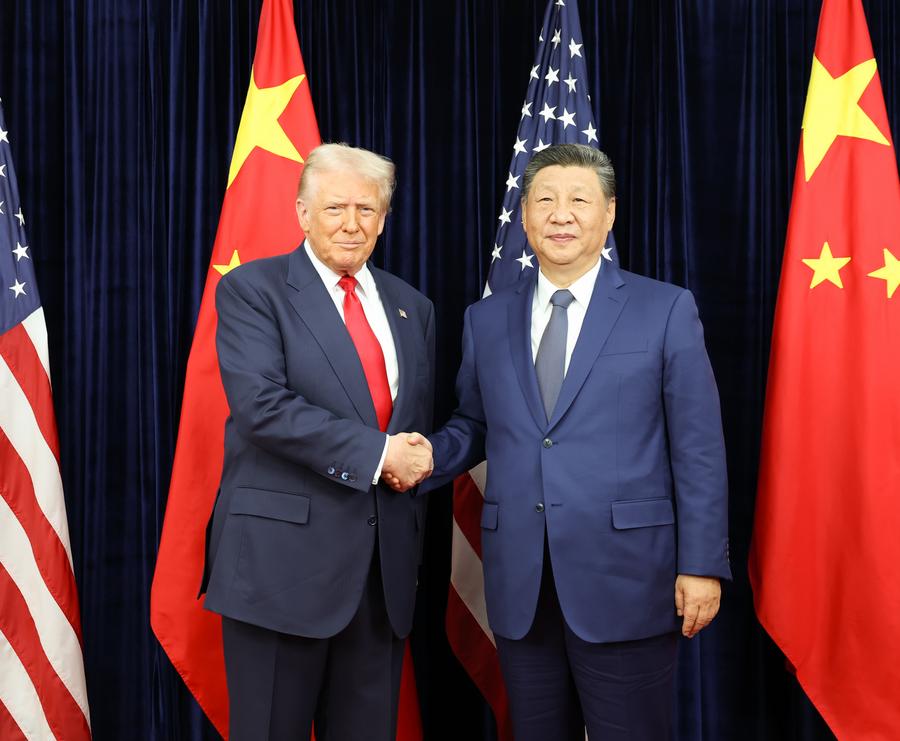 Chinese President Xi Jinping meets with US President Donald Trump in Busan, South Korea, Oct 30, 2025. Photo:Xinhua