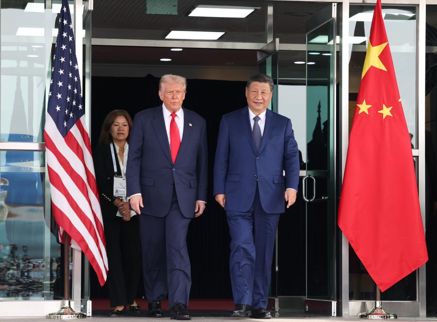 Chinese President Xi Jinping meets with US President Donald Trump in Busan, South Korea, Oct 30, 2025. Photo:Xinhua