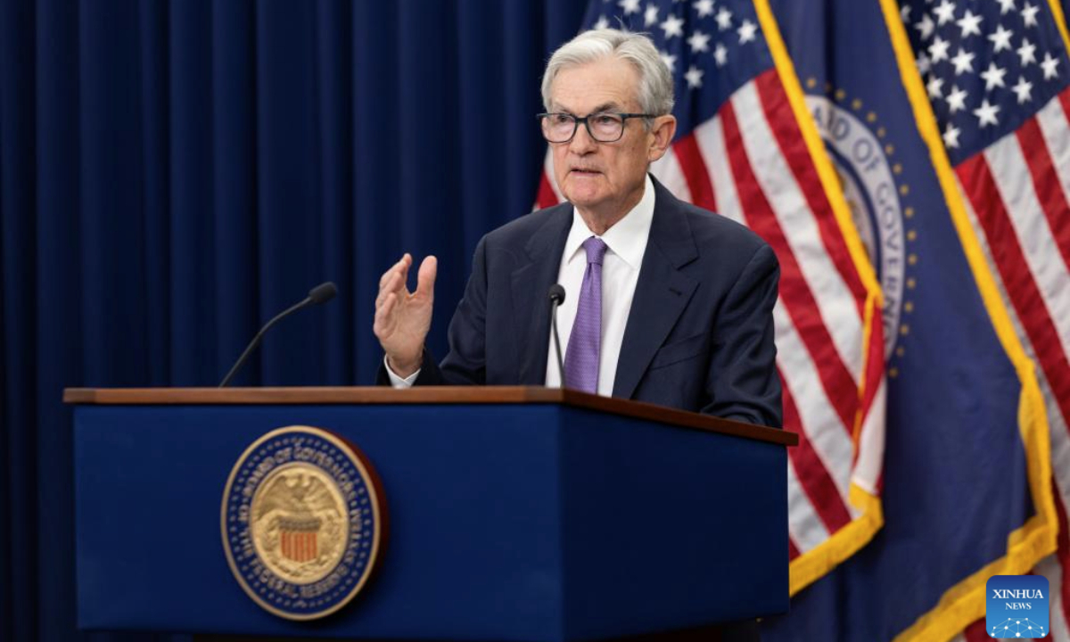 U.S. Federal Reserve Chair Jerome Powell attends a press conference in Washington, D.C., the United States, Oct. 29, 2025. The U.S. Federal Reserve on Wednesday decided to lower the target range for the federal funds interest rate by 25 basis points to 3.75 to 4 percent, marking its second rate cut this year. (Xinhua/Hu Yousong)