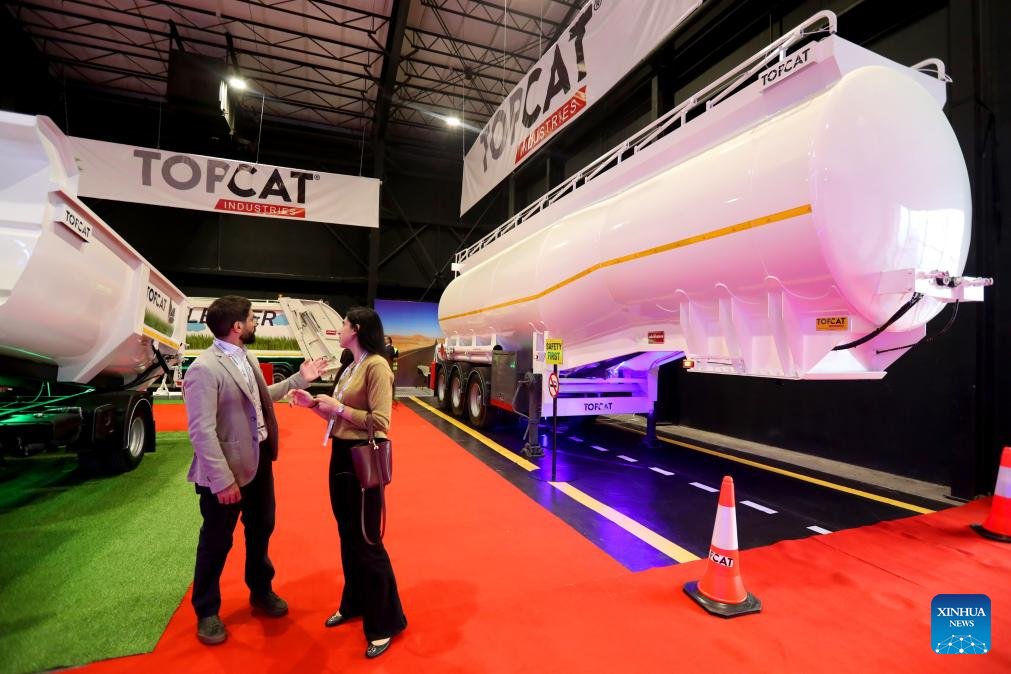 This photo taken on Oct. 29, 2025 shows people visiting the Lebanese Industry Expo 2025 in Beirut, Lebanon. The expo, which takes place in Beirut from Oct. 29 to Nov. 1, aims to bring together leaders, innovators, and stakeholders from across Lebanon's industrial sector to showcase products, exchange ideas, and explore new opportunities. (Xinhua/Bilal Jawich)