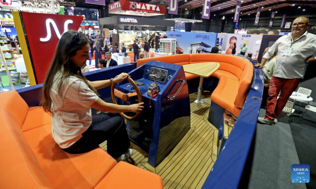 This photo taken on Oct. 29, 2025 shows people visiting the Lebanese Industry Expo 2025 in Beirut, Lebanon. The expo, which takes place in Beirut from Oct. 29 to Nov. 1, aims to bring together leaders, innovators, and stakeholders from across Lebanon's industrial sector to showcase products, exchange ideas, and explore new opportunities. (Xinhua/Bilal Jawich)