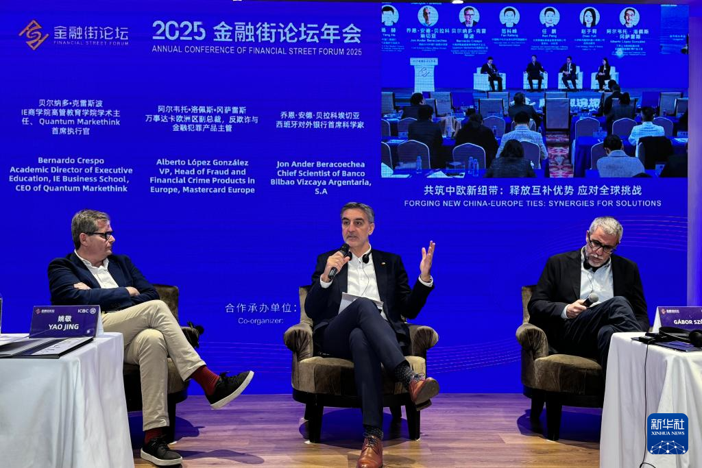 Guests speak at a sub-venue of the Annual Conference of Financial Street Forum 2025 in Madrid, Spain, on October 28. Photo: Xinhua
