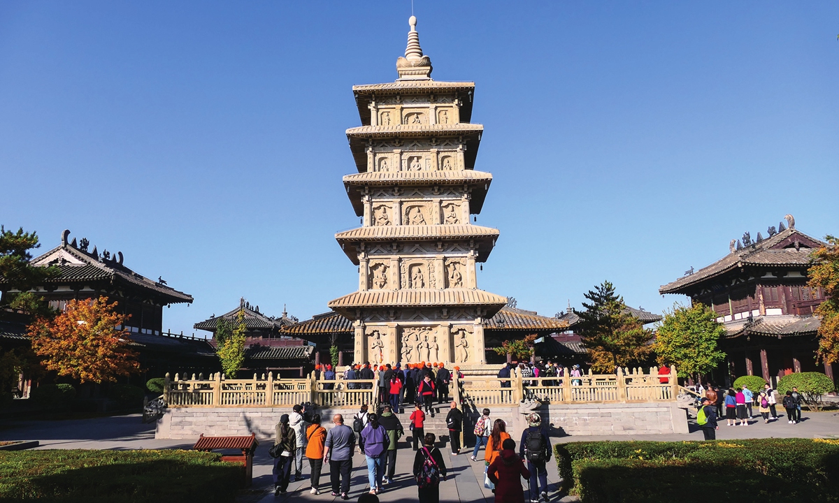 The stone pagoda at Lingyan Temple of the Yungang Grottoes in Datong, North China's Shanxi Province, on October 14, 2025 Photos on this page: VCG