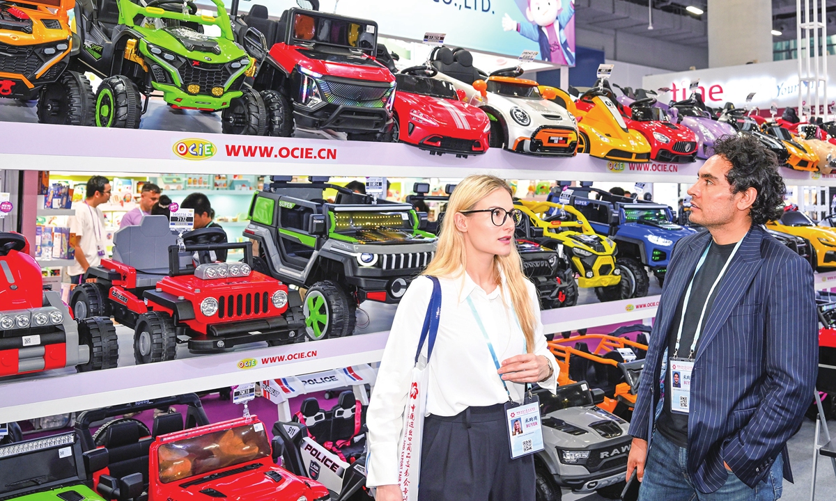Children's toy cars attract overseas buyers at the third phase of the 138th China Import and Export Fair (Canton Fair), which opened in Guangzhou, South China's Guangdong Province on October 31, 2025. Focusing on the theme of Better Life, the session covers sectors including fashion, home textiles and toys. Photo: VCG