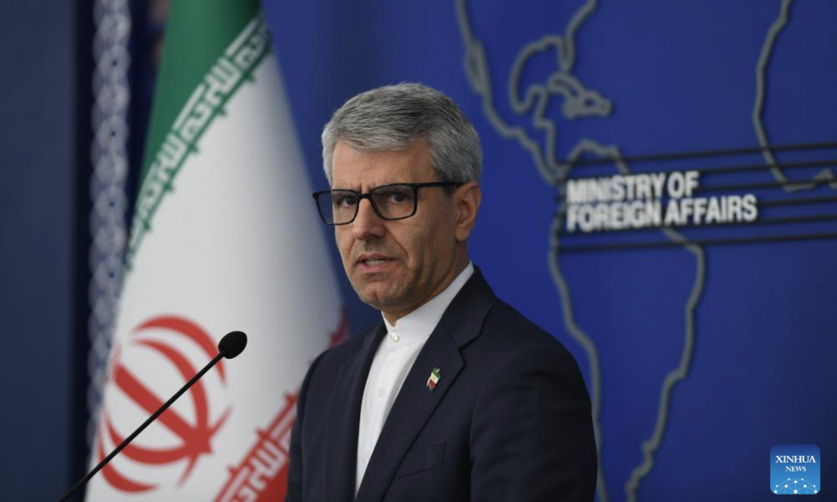 Iran's Foreign Ministry Spokesman Esmaeil Baghaei attends a press conference in Tehran, Iran, Nov 10, 2025. Esmaeil Baghaei on Monday rejected NATO Secretary General Mark Rutte's recent comments that accused Iran and Russia of collaborating with each other to undermine international rules. (Xinhua/Shadati)