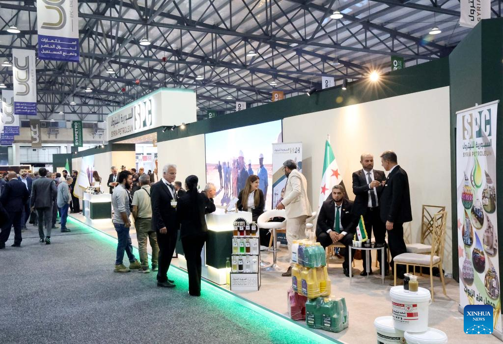 Visitors attend the SyrPetro 2025, an international petroleum, gas, and mineral resources exhibition, in Damascus, Syria, Nov. 12, 2025. (Photo by Ammar Safarjalani/Xinhua)
