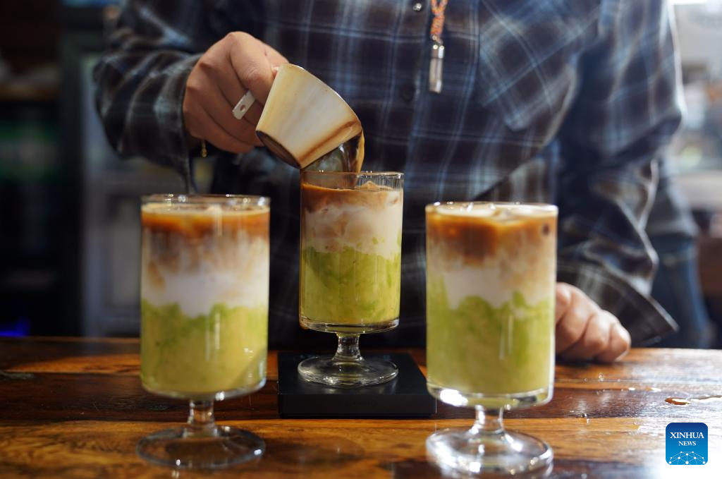 A staff member makes avocado coffee at a coffee company in Menglian County, Pu'er City, southwest China's Yunnan Province, Nov. 17, 2025. Avocados thrive in full sunlight and moderate temperatures, and in the past, avocados sold in China were mainly imported from other countries.
Located in the same golden latitude as Mexico, Menglian is one of the few areas in China capable of producing high-quality avocados on a large scale.
Since introduced avocado in 2007, Menglian currently has become one of China's largest avocado growers, with a cumulative avocado planting area of over 120,000 mu (about 8,000 hectares). (Photo by Liang Zhiqiang/Xinhua)