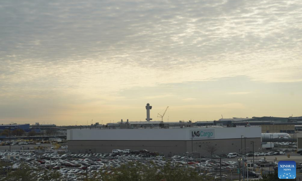 Photo taken on Nov. 5, 2025, shows the John F. Kennedy (JFK) International Airport in New York City, the United States. As the two parties remained locked in a war of words, the impact of the record-breaking shutdown continued to spread, dealing a heavy blow to multiple areas affecting people's daily lives, including aviation safety and food assistance programs.Data from the U.S. flight-tracking website FlightAware show that thousands of flights nationwide are experiencing delays each day. (Xinhua/Zhang Fengguo)