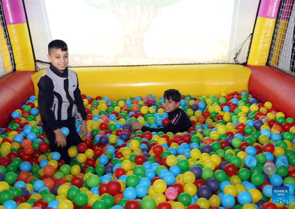 Children participate in the Iraq International Children's Festival in Baghdad, Iraq, Nov. 19, 2025. The forth edition of the Iraq International Children's Festival kicked off on Wednesday and will last 10 days. (Xinhua/Khalil Dawood)