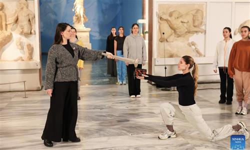 Rehearsal of Olympic flame lighting ceremony for Milan-Cortina 2026 Winter Olympic Games held in Greece