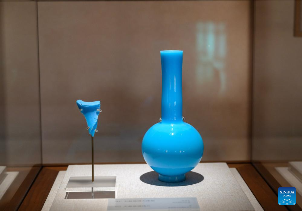 This photo taken on Nov. 3, 2025 shows an exhibit at the exhibition Beneath the Ninefold Walls: Archaeological Discoveries from the Imperial Workshops Site in the Forbidden City at the Palace Museum in Beijing, capital of China. The exhibition will open to public from Nov. 4, 2025 to Feb. 8, 2026 at the Palace Museum. (Xinhua/Jin Liangkuai)