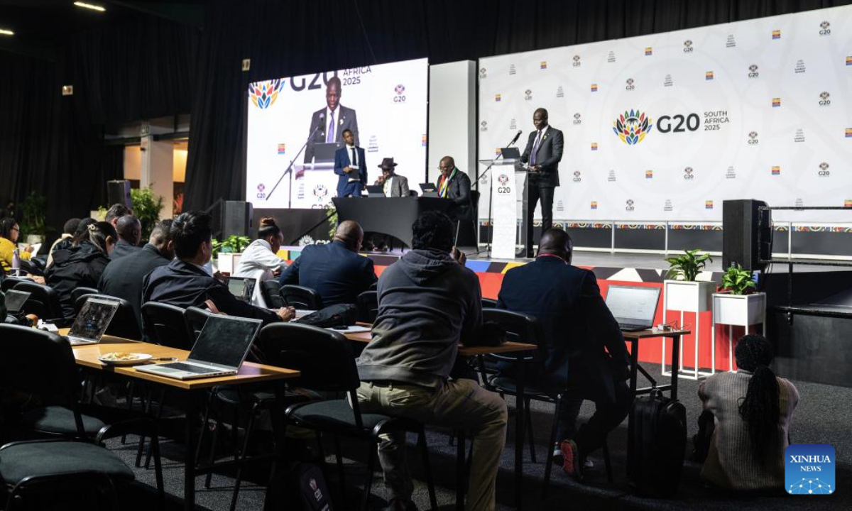 South African International Relations and Cooperation Minister Ronald Lamola speaks during a press conference on preparations ahead of Saturday's Group of 20 (G20) Leaders' Summit in Johannesburg, South Africa, Nov. 17, 2025. (Photo by Shiraaz Mohamed/Xinhua)