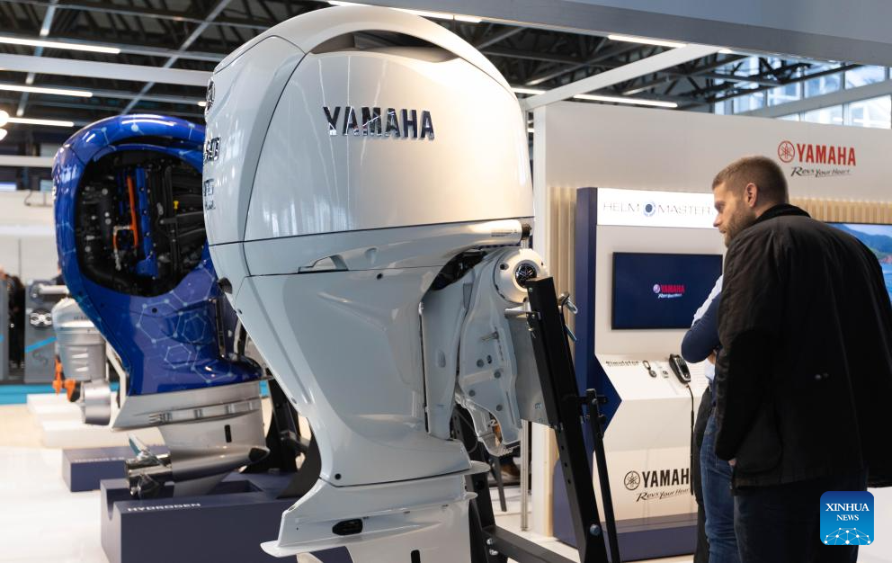 People visit the Metstrade trade show at RAI convention center in Amsterdam, the Netherlands, Nov. 18, 2025. The annual Metstrade, a marine equipment trade show, was held in Amsterdam from Tuesday to Thursday. (Photo by Sylvia Lederer/Xinhua)