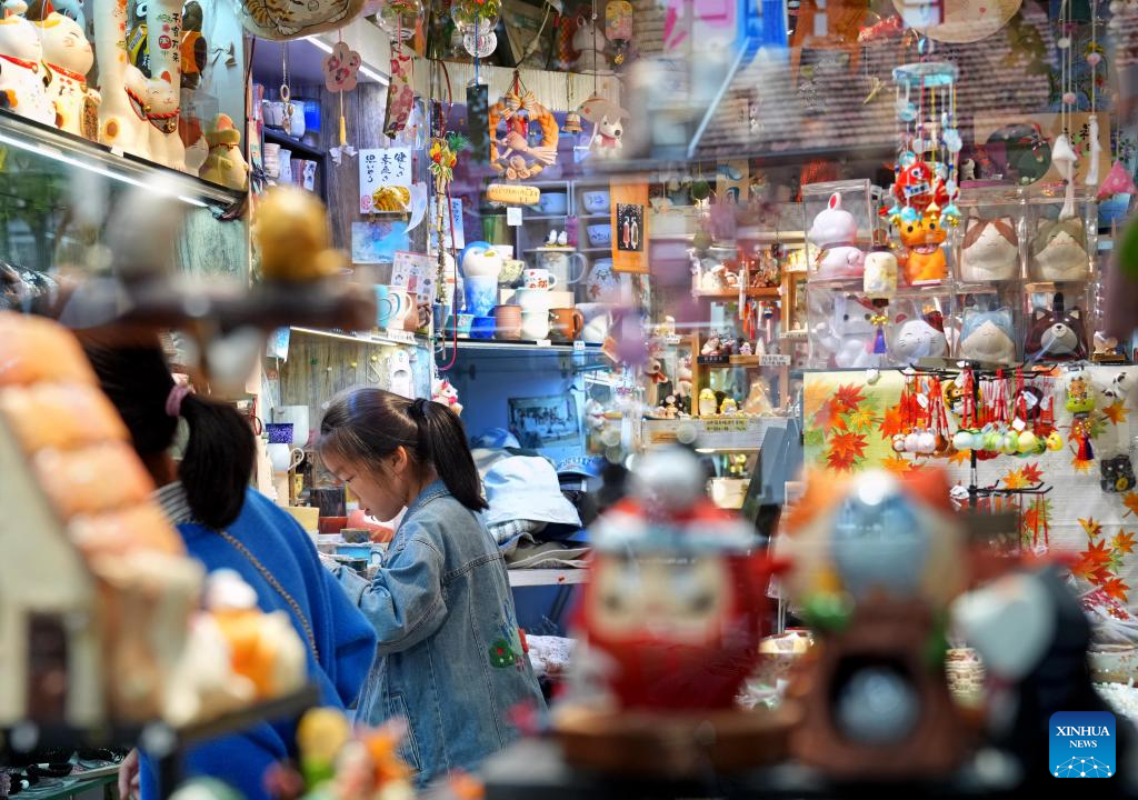 Children select products at a store at the Yuyuan Road Historical and Cultural Block in east China's Shanghai, Nov. 12, 2025.

The Yuyuan Road Historical and Cultural Block is a well-known neighborhood in the city's downtown area. In recent years, the block has consistently pursued an urban renewal philosophy that integrates art into daily life. By introducing independent bookstores, cafes, art studios, and other establishments, it now boasts around 80 distinctive shops, making it a must-visit destination for Shanghai's artistic youth and travelers. (Xinhua/Liu Ying)