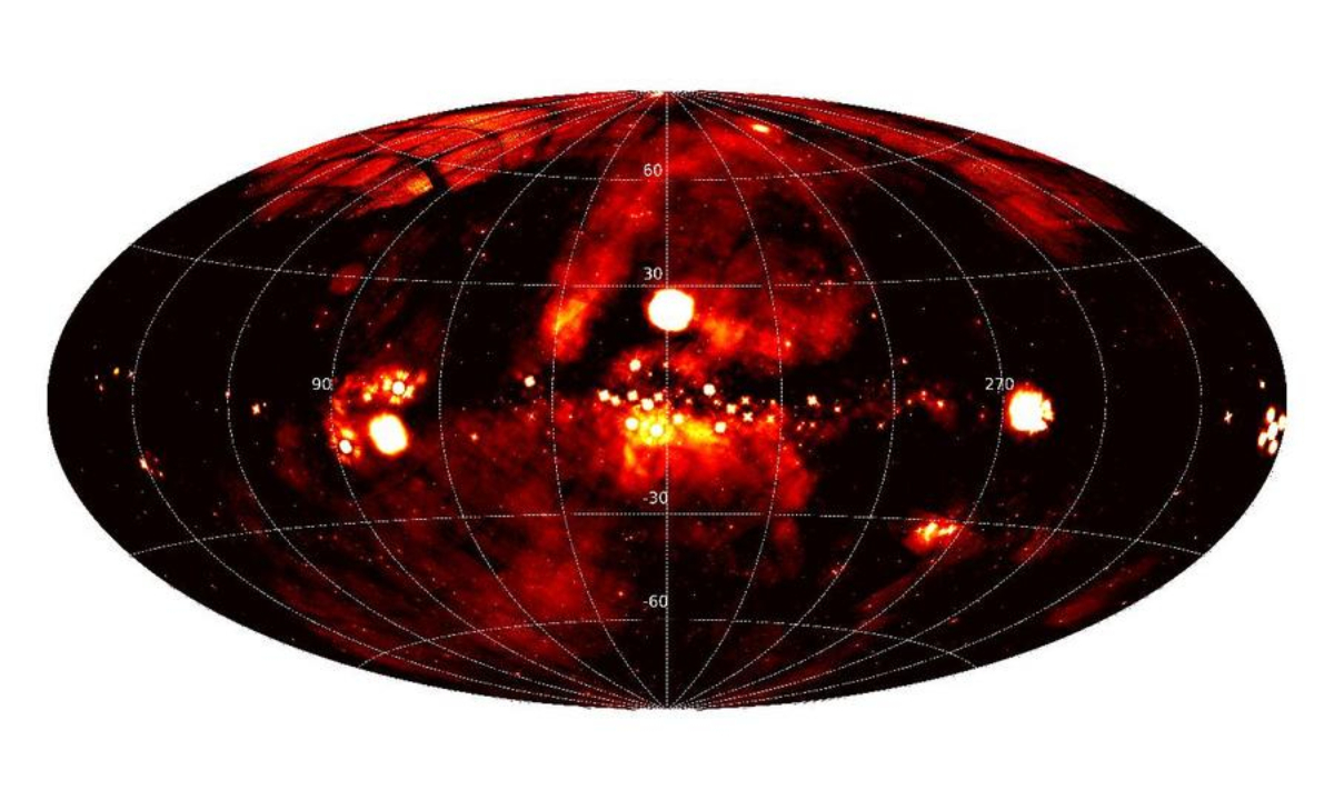 This image released by the Chinese Academy of Sciences (CAS) on Oct. 31, 2024 shows the first X-ray all-sky map obtained by China's Einstein Probe astronomical satellite. (Chinese Academy of Sciences/Handout via Xinhua)