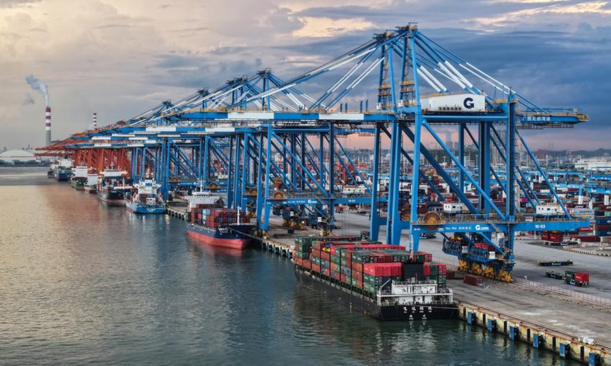 A drone photo taken on Sept. 16, 2025 shows a view of the Qinzhou Port in Qinzhou City, south China's Guangxi Zhuang Autonomous Region. (Xinhua/Zhang Ailin)