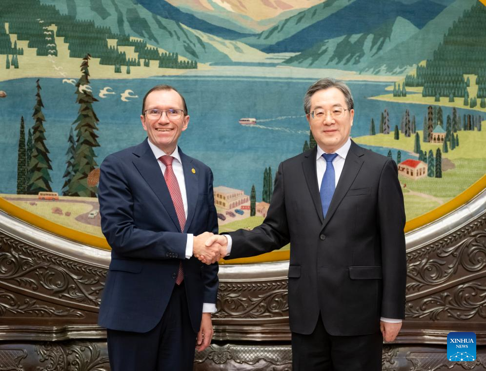 Chinese Vice Premier Ding Xuexiang, also a member of the Standing Committee of the Political Bureau of the Communist Party of China Central Committee, meets with Norwegian Foreign Minister Espen Barth Eide in Beijing, capital of China, Nov. 11, 2025. (Xinhua/Zhai Jianlan)