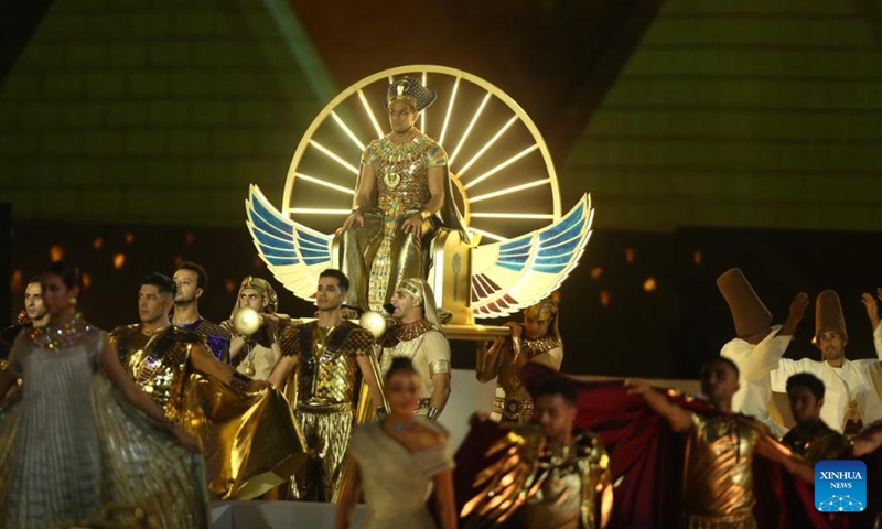 Actors perform at the inauguration of the Grand Egyptian Museum (GEM) in Giza, Egypt, Nov. 1, 2025. After two decades of construction, Egypt on Saturday inaugurated the GEM -- the world's largest museum dedicated to a single civilization -- during a grand ceremony held near the pyramids and the Sphinx, marking a landmark cultural event for the country renowned for its rich heritage. (Photo: Xinhua)