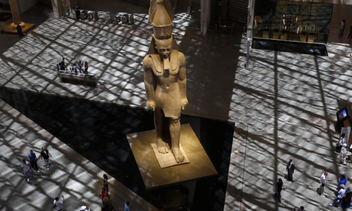Tourists visit the Grand Egyptian Museum during a pilot run in Giza, Egypt, on June 12, 2025. (Xinhua/Ahmed Gomma)
