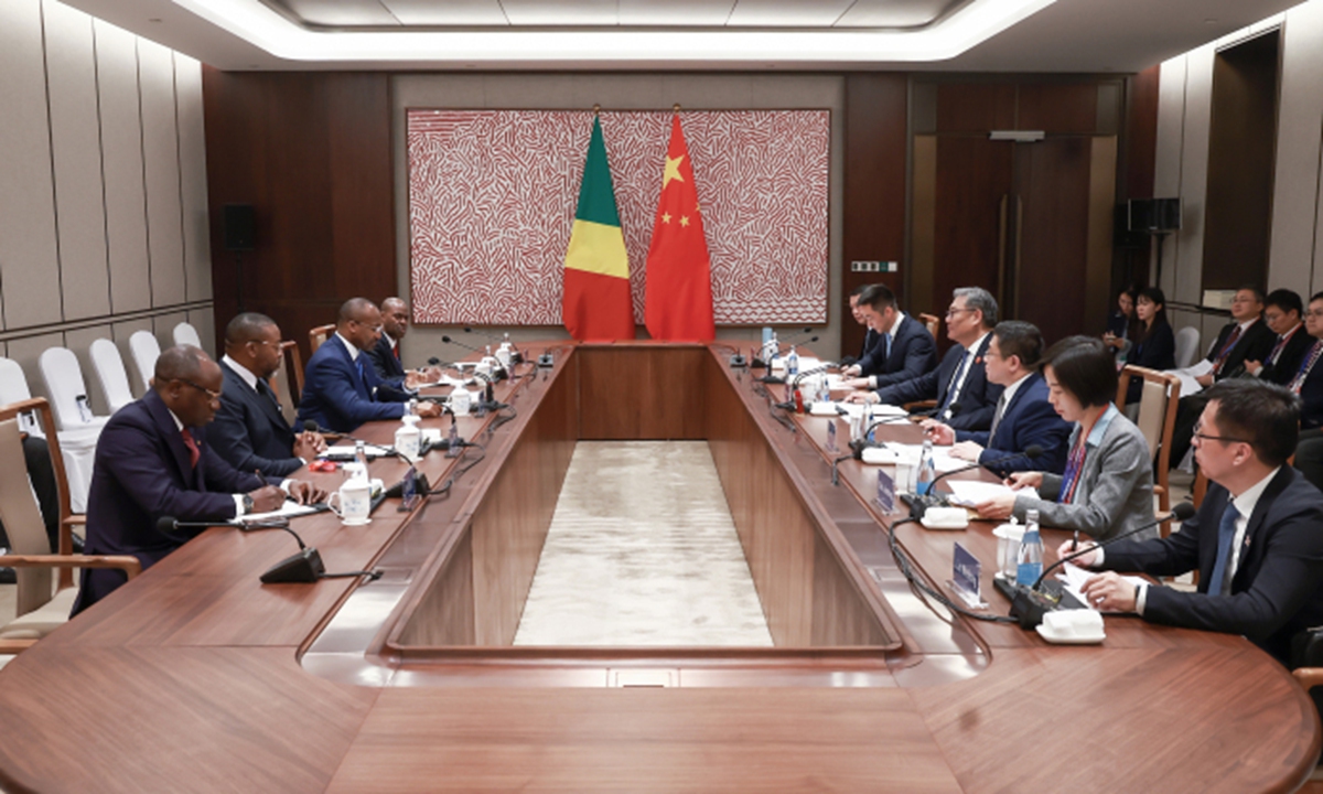 Chinese Minister of Commerce Wang Wentao meets with Minister of International Cooperation and Promotion of Public-Private Partnerships of Congo Denis Christel Sassou Nguesso on November 4, 2025 in Shanghai. Photo: Screenshot from the Ministry of Commerce's website