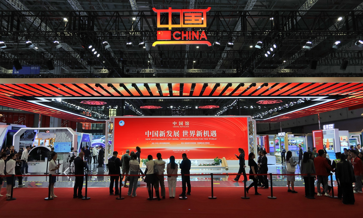 This photo shows the China Pavilion during the 8th China International Import Expo (CIIE) in East China's Shanghai on November 5, 2025. Photo: VCG