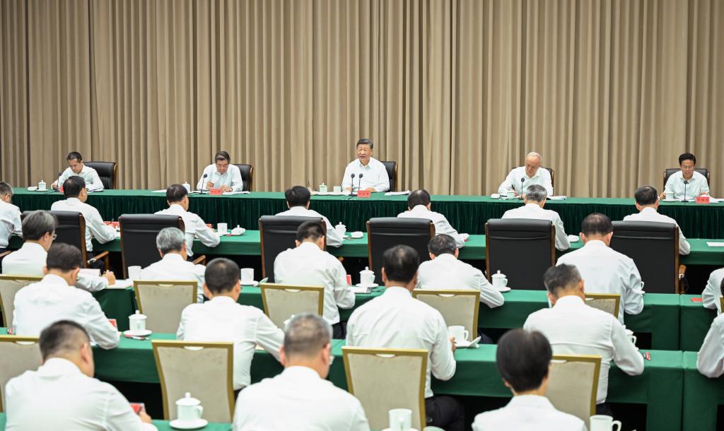 Chinese President Xi Jinping, also general secretary of the Communist Party of China (CPC) Central Committee and chairman of the Central Military Commission, hears a work report on the building of the Hainan Free Trade Port (FTP) and delivers an important speech in Sanya, south China's Hainan Province, Nov. 6, 2025. (Xinhua/Shen Hong)