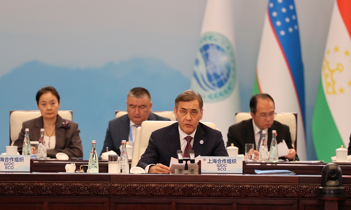 Nurlan Yermekbayev (center), secretary general of the Shanghai Cooperation Organisation, at the Shanghai Cooperation Organisation (SCO) Summit 2025 in Tianjin, North China, in August 2025. Photo: Courtesy of the Shanghai Cooperation Organization Secretariat