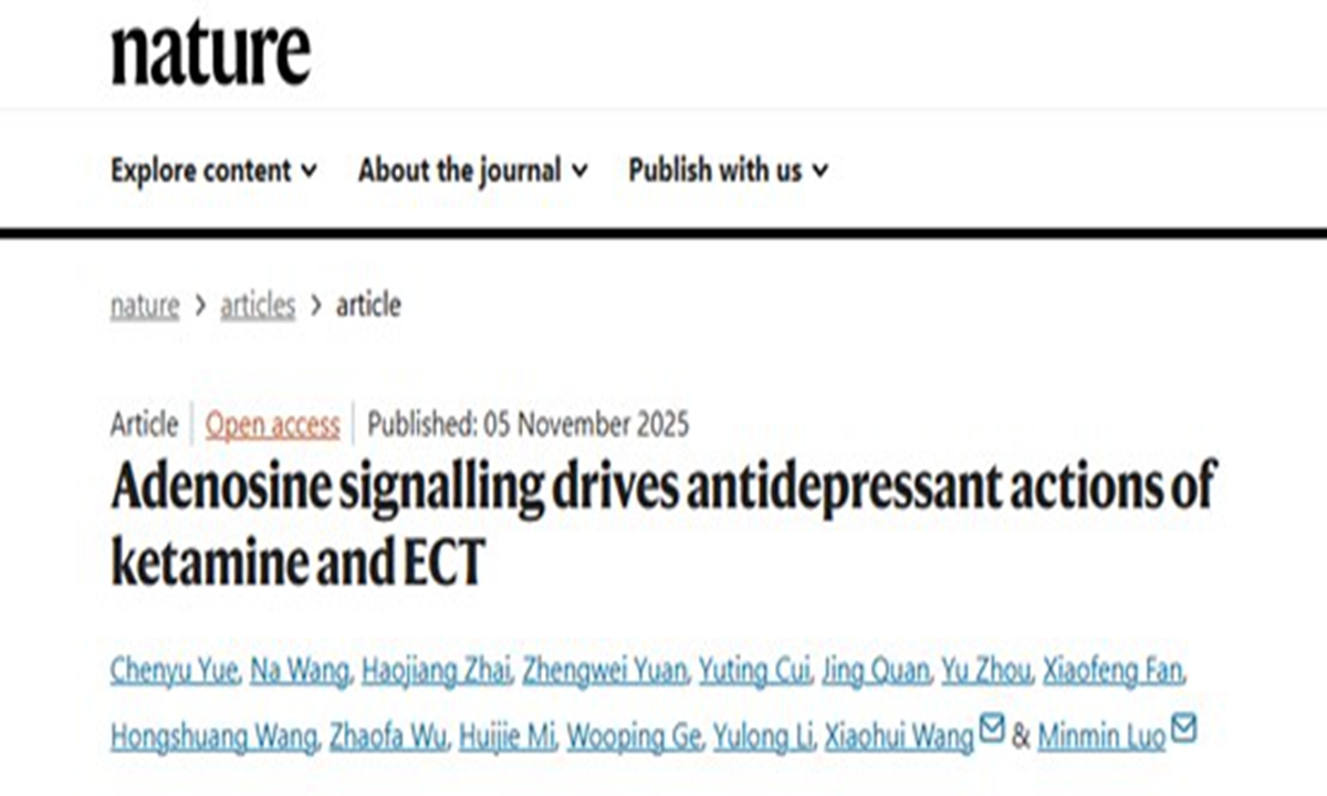 A screenshot of the article published in Nature