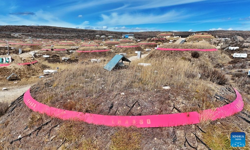 A drone photo taken on Oct. 28, 2025 shows a view of the Large High Altitude Air Shower Observatory (LHAASO) in Daocheng County, Ganzi Tibetan Autonomous Prefecture, southwest China's Sichuan Province. LHAASO, located at an altitude of 4,410 meters on Mount Haizi in Daocheng County, began regular operations in July 2021. It has since been recognized as a leading international facility with the world's highest sensitivity and accuracy for gamma-ray and cosmic-ray detection. Photo: Xinhua