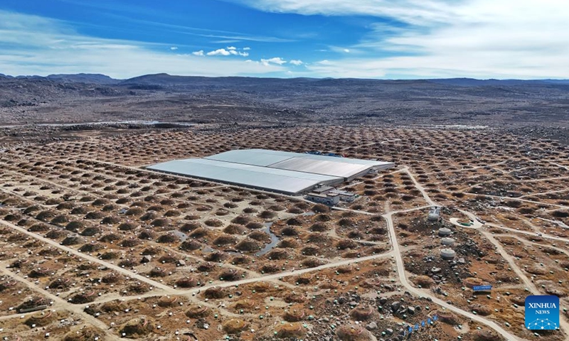 An aerial drone photo taken on Oct. 28, 2025 shows a view of the Large High Altitude Air Shower Observatory (LHAASO) in Daocheng County, Ganzi Tibetan Autonomous Prefecture, southwest China's Sichuan Province. LHAASO, located at an altitude of 4,410 meters on Mount Haizi in Daocheng County, began regular operations in July 2021. It has since been recognized as a leading international facility with the world's highest sensitivity and accuracy for gamma-ray and cosmic-ray detection. Photo: Xinhua