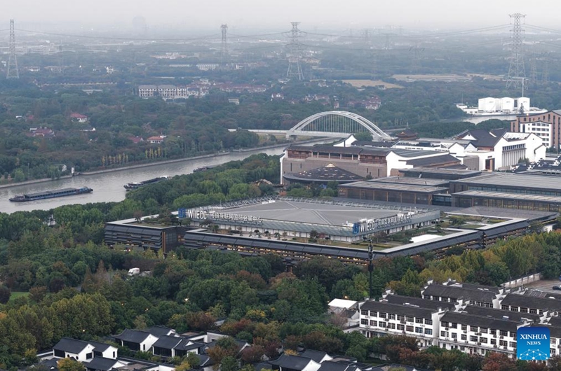 This photo taken on Nov. 5, 2025 shows the Wuzhen Internet International Exhibition & Convention Center, a venue of the 2025 World Internet Conference Wuzhen Summit, in Wuzhen, east China's Zhejiang Province. The 2025 World Internet Conference Wuzhen Summit kicked off here on Thursday, with a focus on building a community with a shared future in cyberspace, according to its organizers. Photo: Xinhua
