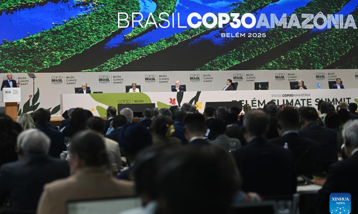 Participants attend the Belem Climate Summit ahead of the 30th Conference of the Parties (COP30) of the United Nations Framework Convention on Climate Change in Belem, Brazil, Nov. 6, 2025. Photo: Xinhua